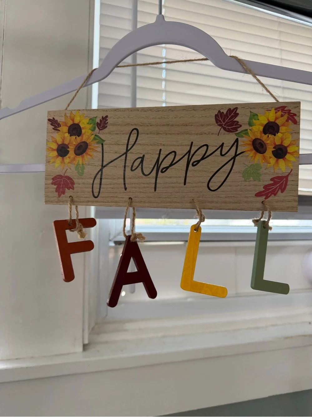 Happy Fall Wooden Hanging Sign in Multi-Color